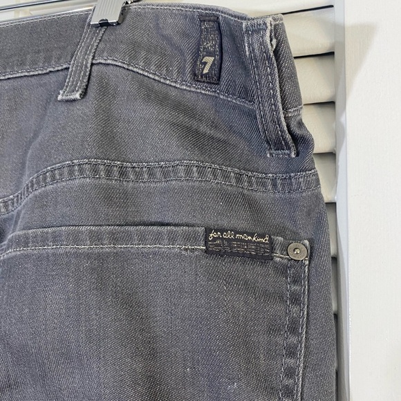 7 For All Mankind Grey Straight Leg Button Fly Jeans, Size 38/33, Cotton/Spandex - Picture 9 of 12